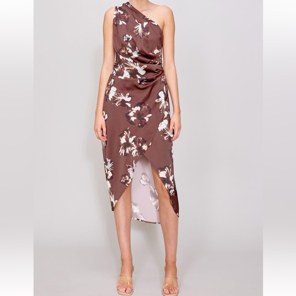 One Shoulder Floral Cocktail Dress NWT